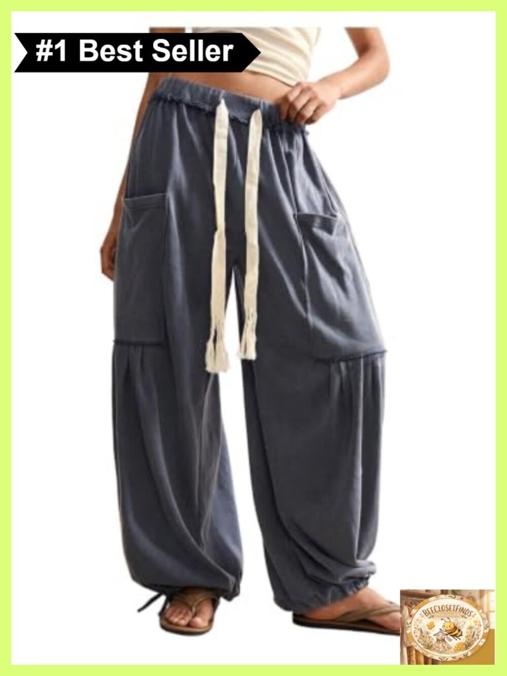 RoseSeek Women's Baggy Boho Harem Pants Wide Leg Sweatpants with Pockets